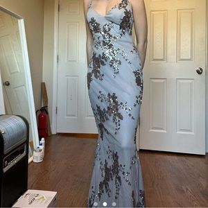 Windsor metallic silver maxi dress